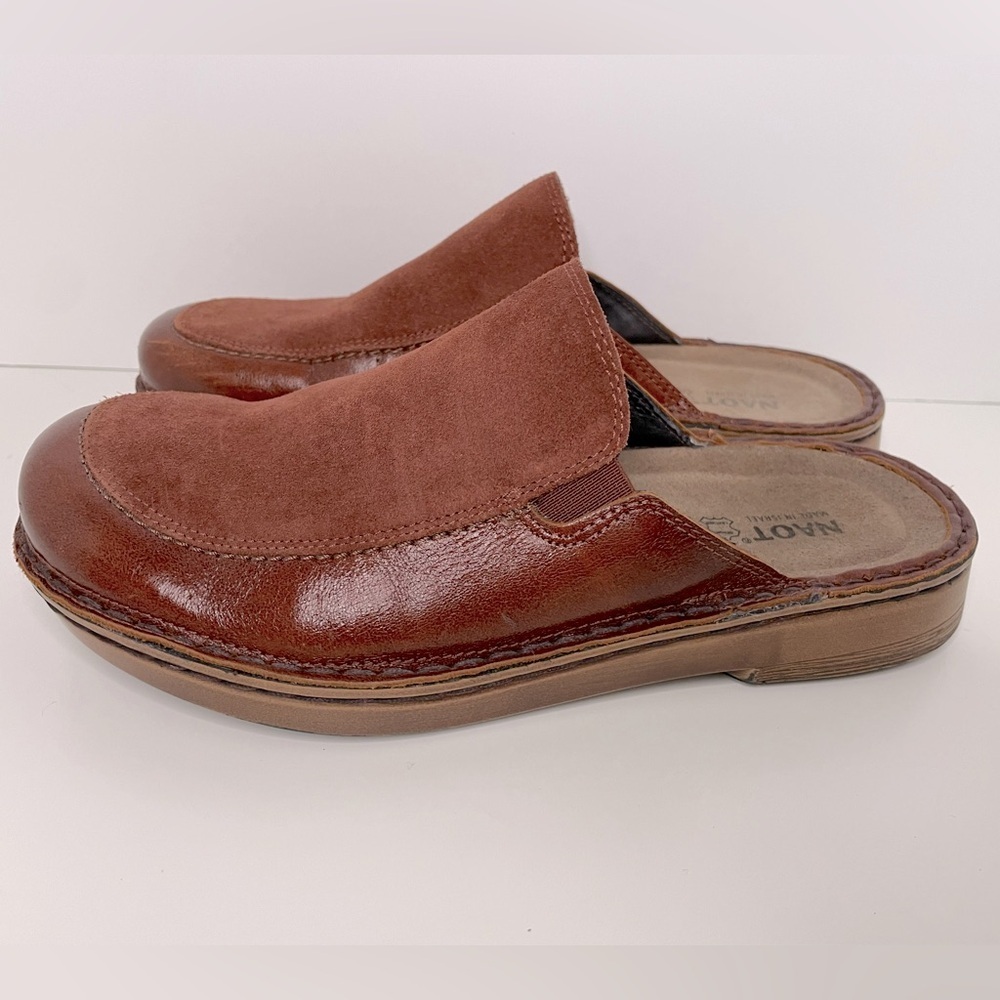 Naot - Leather & Suede Mules Shoes - Procida - Rust - Size 36